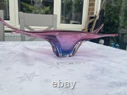 1970s Murano 52cm Centre Peice Art Glass Sculpture In Pink & Blue