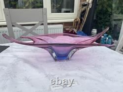 1970s Murano 52cm Centre Peice Art Glass Sculpture In Pink & Blue