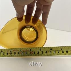 1980s Art Glass Vase Amber Retro Orange Tall Unusual Shape 11.5in Tall Very Rare