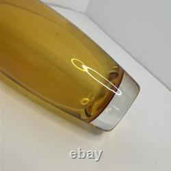 1980s Art Glass Vase Amber Retro Orange Tall Unusual Shape 11.5in Tall Very Rare