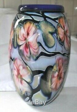 1994 Charles Lotton Art Glass Vase 11 Multi-Flora Signed