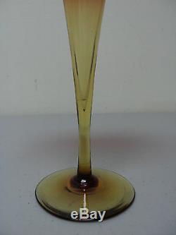 19th C. MT. WASHINGTON AMBERINA AMERICAN ART GLASS TRUMPET or LILY VASE 8