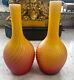 19th Century Near Pair Of Steven's And William's Pompeian Swirl Art Glass Vases