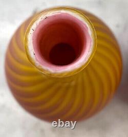 19th Century Near Pair of Steven's And William's Pompeian Swirl Art Glass Vases