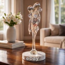 2 ×Art Glass Sculpture Lovers Warm Embrace Unstamped or Signed No Base