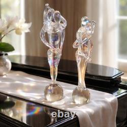 2 ×Art Glass Sculpture Lovers Warm Embrace Unstamped or Signed No Base