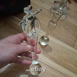 2 ×Art Glass Sculpture Lovers Warm Embrace Unstamped or Signed No Base