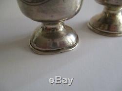 2 Russian 84 Silver Kiddush Cup Shot Size Glass Vase Sculpture Antique Ornate