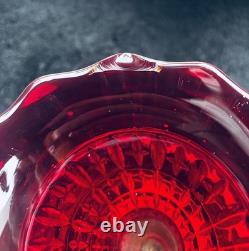 2 Vintage Art Deco Large Amberina Red Ruby Glass Vase Glow UV Cadmium Fenton