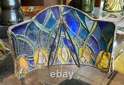 (2) Vintage Arts & Crafts Mission Art Glass Tulip Sconce Shades