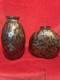 2 Vintage Aventurine And Black Fusion Art Glass Vases-great Condition 9&7 (j5)
