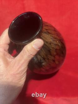 2 Vintage Aventurine and Black Fusion art glass Vases-great Condition 9&7 (J5)