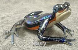 2005 Quantum Creative Dichroic Iridescent Art Glass Frog Sculpture Figurine