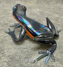 2005 Quantum Creative Dichroic Iridescent Art Glass Frog Sculpture Figurine