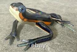 2005 Quantum Creative Dichroic Iridescent Art Glass Frog Sculpture Figurine