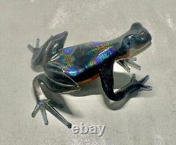 2005 Quantum Creative Dichroic Iridescent Art Glass Frog Sculpture Figurine