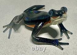 2005 Quantum Creative Dichroic Iridescent Art Glass Frog Sculpture Figurine