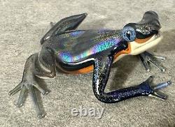 2005 Quantum Creative Dichroic Iridescent Art Glass Frog Sculpture Figurine