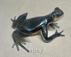 2005 Quantum Creative Dichroic Iridescent Art Glass Frog Sculpture Figurine