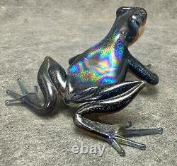 2005 Quantum Creative Dichroic Iridescent Art Glass Frog Sculpture Figurine