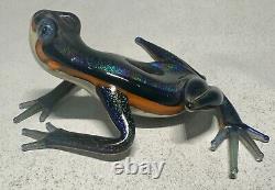 2005 Quantum Creative Dichroic Iridescent Art Glass Frog Sculpture Figurine