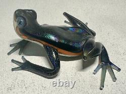 2005 Quantum Creative Dichroic Iridescent Art Glass Frog Sculpture Figurine