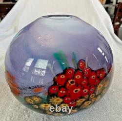 2008 Shawn Messenger Landscape Series Millefiori Murrini Flowers Art Glass Vase