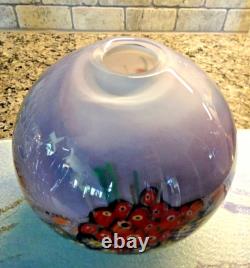 2008 Shawn Messenger Landscape Series Millefiori Murrini Flowers Art Glass Vase