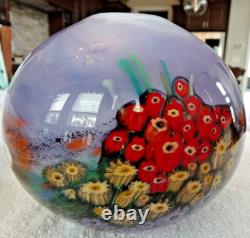 2008 Shawn Messenger Landscape Series Millefiori Murrini Flowers Art Glass Vase