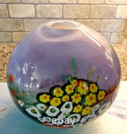 2008 Shawn Messenger Landscape Series Millefiori Murrini Flowers Art Glass Vase
