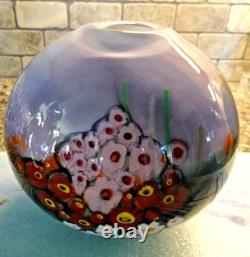 2008 Shawn Messenger Landscape Series Millefiori Murrini Flowers Art Glass Vase
