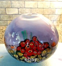 2008 Shawn Messenger Landscape Series Millefiori Murrini Flowers Art Glass Vase
