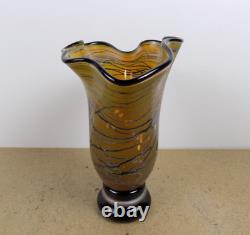 2010 Craig Zweifel Studio Art Glass Hearts & Viner Vase Iridescent (! @b3/2)