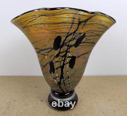 2010 Craig Zweifel Studio Art Glass Hearts & Viner Vase Iridescent (! @b3/2)