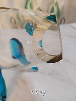 24 Vintage Empoli Blenko Art Glass Blue Fish 3 Hole Vase MID Century Atomic Htf