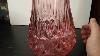 30 75cm Le Smith Pink Diamond Cut Swung Glass Vase American Art Glass Depression Glass Maker