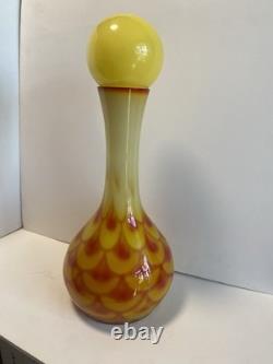 60s Scandinavian cased glass vase & Ball Peacock pattern, from Elme Glasbruk