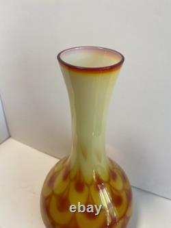 60s Scandinavian cased glass vase & Ball Peacock pattern, from Elme Glasbruk