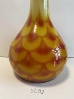 60s Scandinavian cased glass vase & Ball Peacock pattern, from Elme Glasbruk