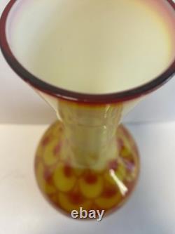 60s Scandinavian cased glass vase & Ball Peacock pattern, from Elme Glasbruk
