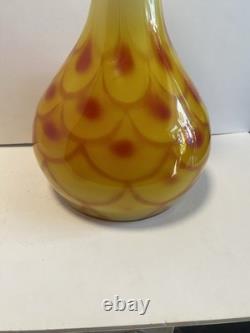 60s Scandinavian cased glass vase & Ball Peacock pattern, from Elme Glasbruk