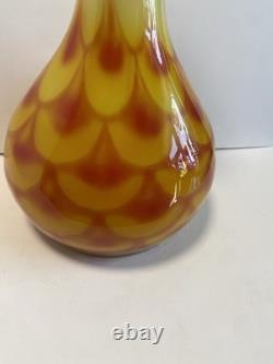 60s Scandinavian cased glass vase & Ball Peacock pattern, from Elme Glasbruk