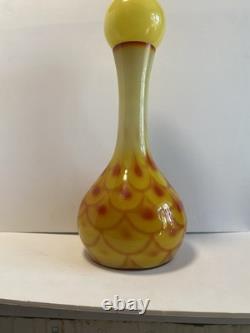 60s Scandinavian cased glass vase & Ball Peacock pattern, from Elme Glasbruk