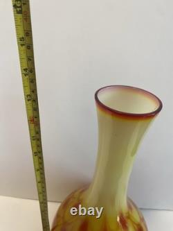 60s Scandinavian cased glass vase & Ball Peacock pattern, from Elme Glasbruk