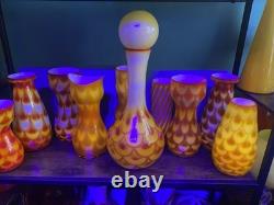 60s Scandinavian cased glass vase & Ball Peacock pattern, from Elme Glasbruk