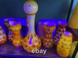 60s Scandinavian cased glass vase & Ball Peacock pattern, from Elme Glasbruk