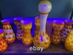 60s Scandinavian cased glass vase & Ball Peacock pattern, from Elme Glasbruk