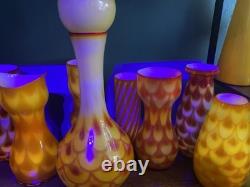 60s Scandinavian cased glass vase & Ball Peacock pattern, from Elme Glasbruk