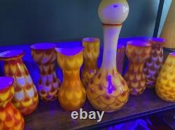 60s Scandinavian cased glass vase & Ball Peacock pattern, from Elme Glasbruk