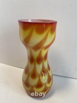 60s Scandinavian cased glass vase, Peacock pattern, from Elme Glasbruk